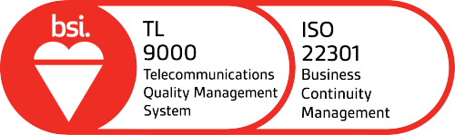 Certification logos for BSI, ISO 9001, and TL 9000, representing Ciena's commitment to quality management and industry standards compliance