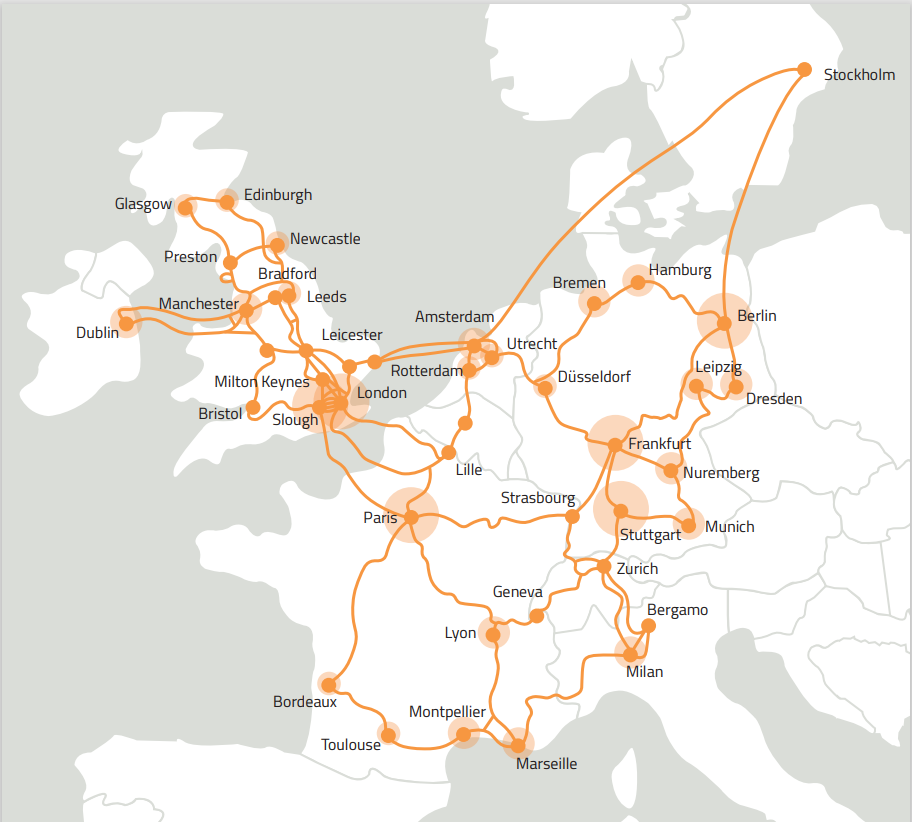 Zayo Europe Network Map